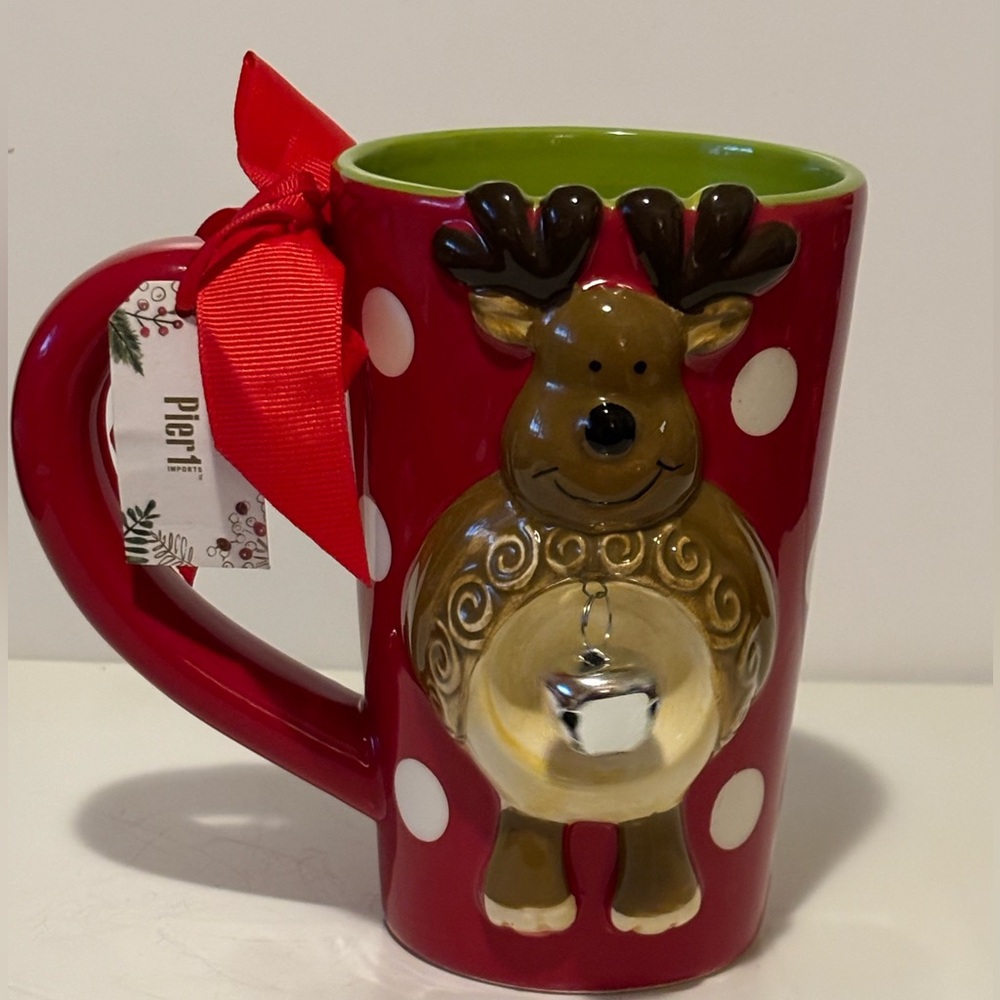 Reindeer with bell coffee mug by Pier 1